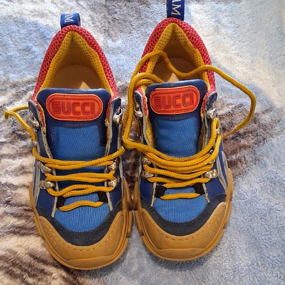 Gucci Kids Blue and Yellow Sneakers
